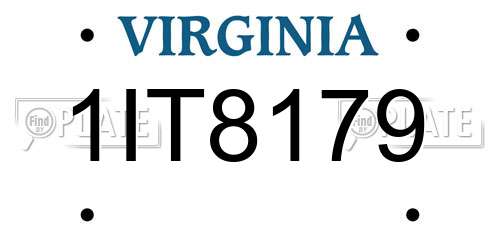1IT8179 Virginia License Plate