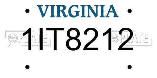 1IT8212 Virginia License Plate
