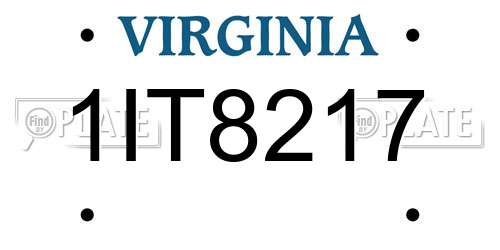 1IT8217 Virginia License Plate