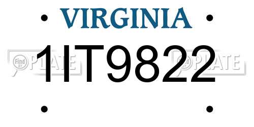 1IT9822 Virginia License Plate
