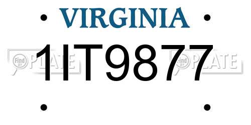 1IT9877 Virginia License Plate