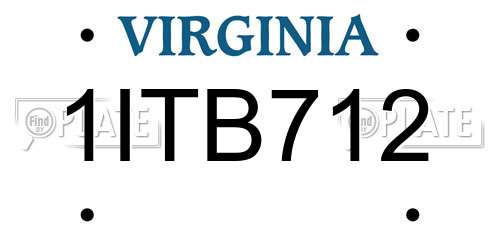 1ITB712 Virginia License Plate