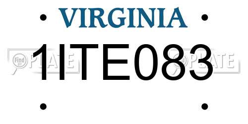 1ITE083 Virginia License Plate