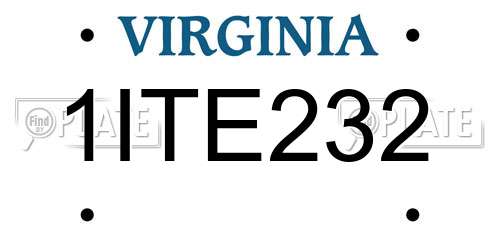 1ITE232 Virginia License Plate