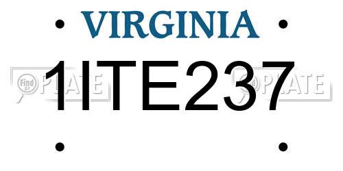 1ITE237 Virginia License Plate