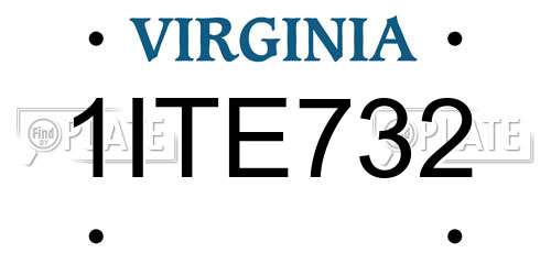 1ITE732 Virginia License Plate