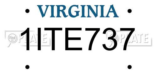 1ITE737 Virginia License Plate