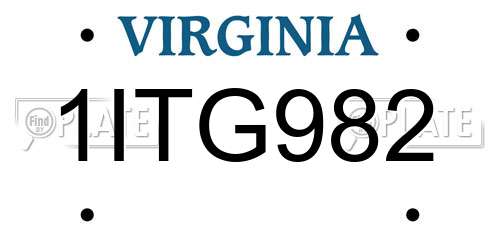 1ITG982 Virginia License Plate