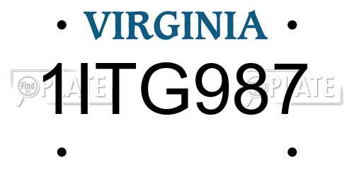 1ITG987 Virginia License Plate
