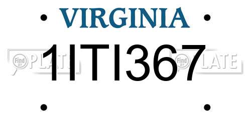 1ITI367 Virginia License Plate