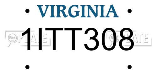 1ITT308 Virginia License Plate