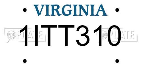 1ITT310 Virginia License Plate