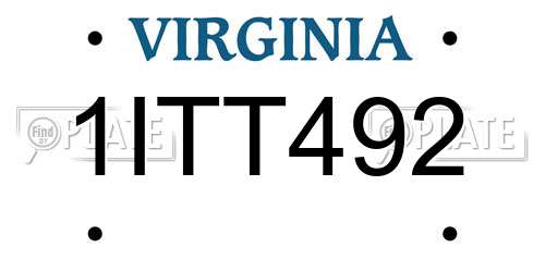 1ITT492 Virginia License Plate