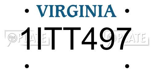 1ITT497 Virginia License Plate
