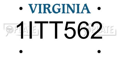 1ITT562 Virginia License Plate