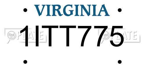 1ITT775 Virginia License Plate