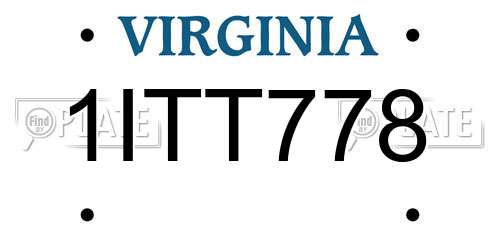 1ITT778 Virginia License Plate