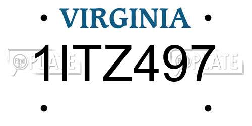 1ITZ497 Virginia License Plate