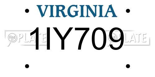 1IY709 Virginia License Plate