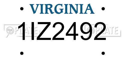 1IZ2492 Virginia License Plate
