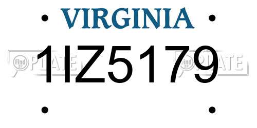 1IZ5179 Virginia License Plate