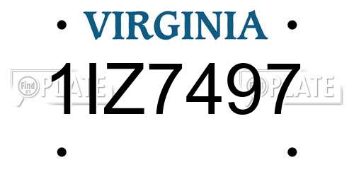 1IZ7497 Virginia License Plate
