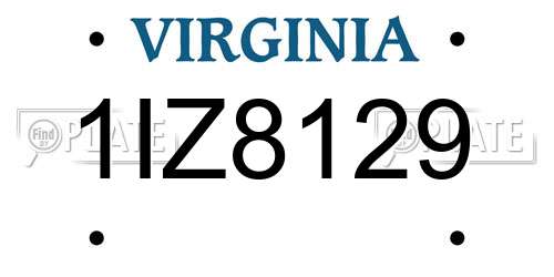 1IZ8129 Virginia License Plate