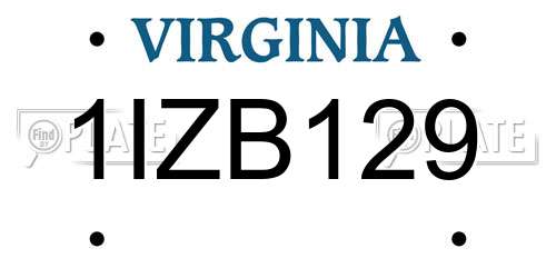 1IZB129 Virginia License Plate
