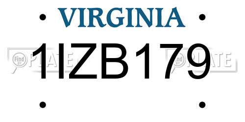 1IZB179 Virginia License Plate