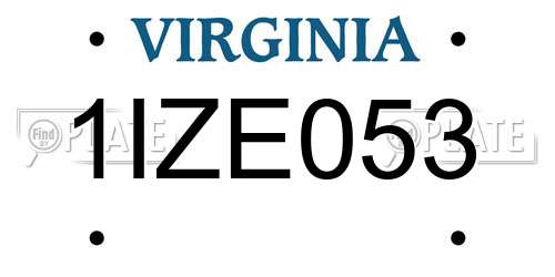1IZE053 Virginia License Plate