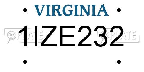 1IZE232 Virginia License Plate