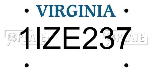 1IZE237 Virginia License Plate