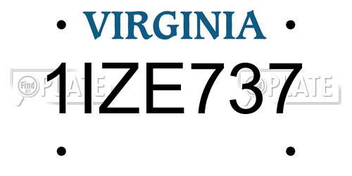 1IZE737 Virginia License Plate