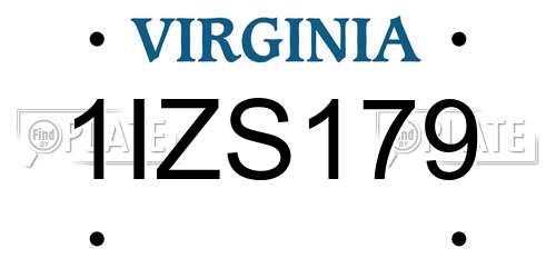 1IZS179 Virginia License Plate