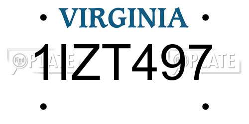 1IZT497 Virginia License Plate