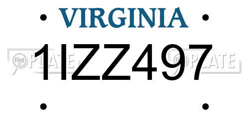 1IZZ497 Virginia License Plate