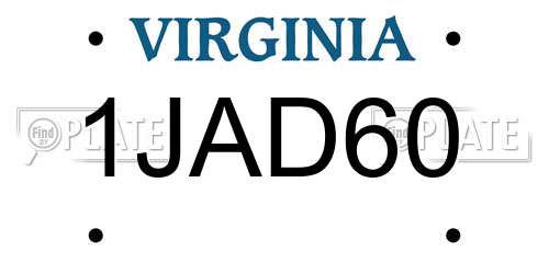 1JAD60 Virginia License Plate