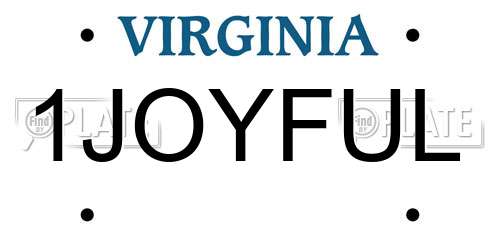 1JOYFUL Virginia License Plate