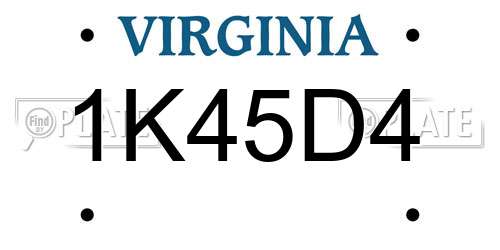 1K45D4 Virginia License Plate