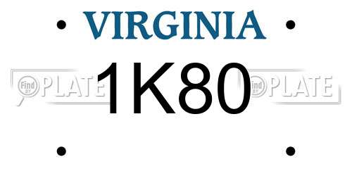1K80 Virginia License Plate
