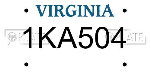 1KA504 Virginia License Plate
