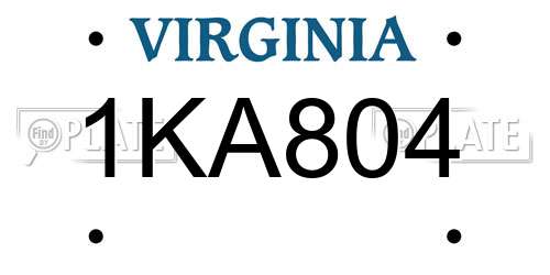 1KA804 Virginia License Plate