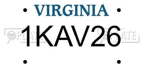 1KAV26 Virginia License Plate