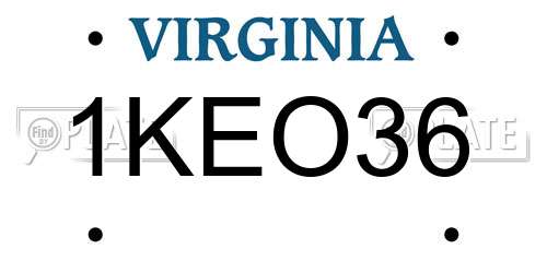1KEO36 Virginia License Plate