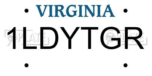 1LDYTGR Virginia License Plate