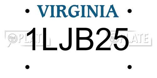 1LJB25 Virginia License Plate