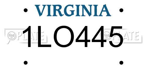 1LO445 Virginia License Plate