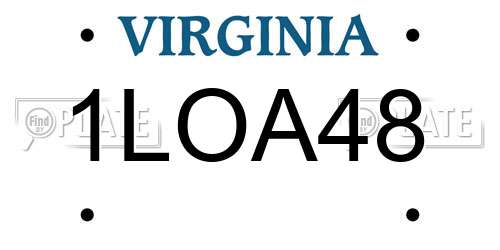 1LOA48 Virginia License Plate