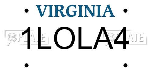 1LOLA4 Virginia License Plate