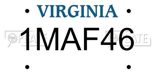 1MAF46 Virginia License Plate